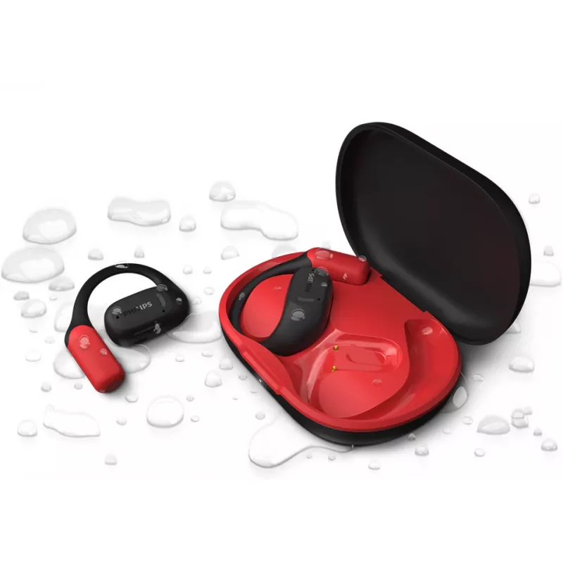 Philips 6000-serie TAA6709BK/00 Koptelefoon/Headset True Wireless Stereo (TWS) ear-hook sport Bluetooth zwart, rood