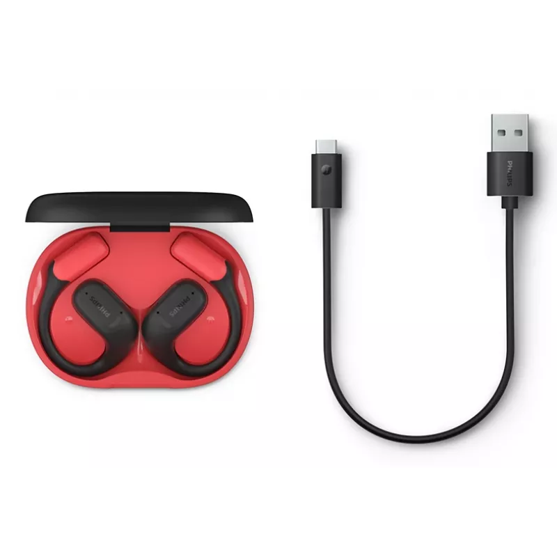 Philips 6000-serie TAA6709BK/00 Koptelefoon/Headset True Wireless Stereo (TWS) ear-hook sport Bluetooth zwart, rood