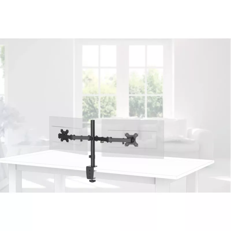 Hama 00118491 FULLMOTION monitorarm voor twee monitoren, bureaubevestiging, 13-32 inch (81,3 cm), VESA 75x75/100x100, max. 8 kg, zwart