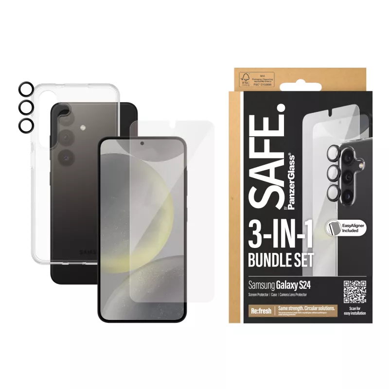 PanzerGlass SAFE. by ® 3-in-1 bundel Samsung Galaxy S24