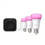Smartlichtset Philips Hue White and Colour Ambience Starterset — 3 E27-smartlampen, dimschakelaar, Bridge Pro, Bluetooth/Zigbee