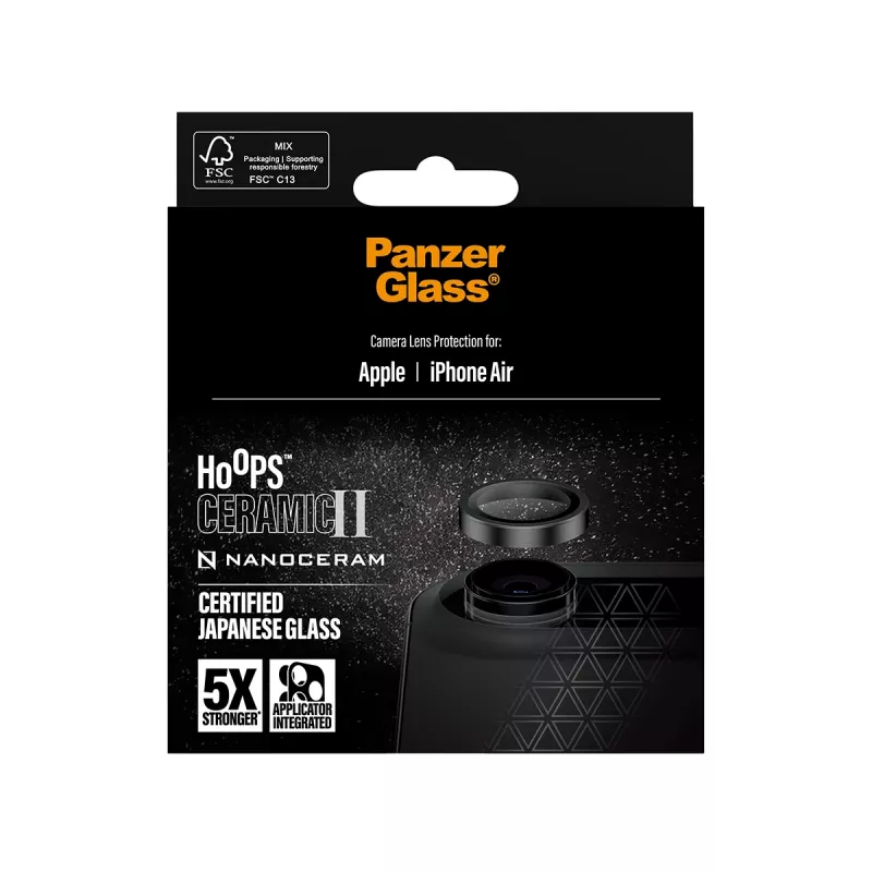PanzerGlass Hoops Ceramic II camera-objectiefbescherming iPhone Air krasvast stootvast zwart