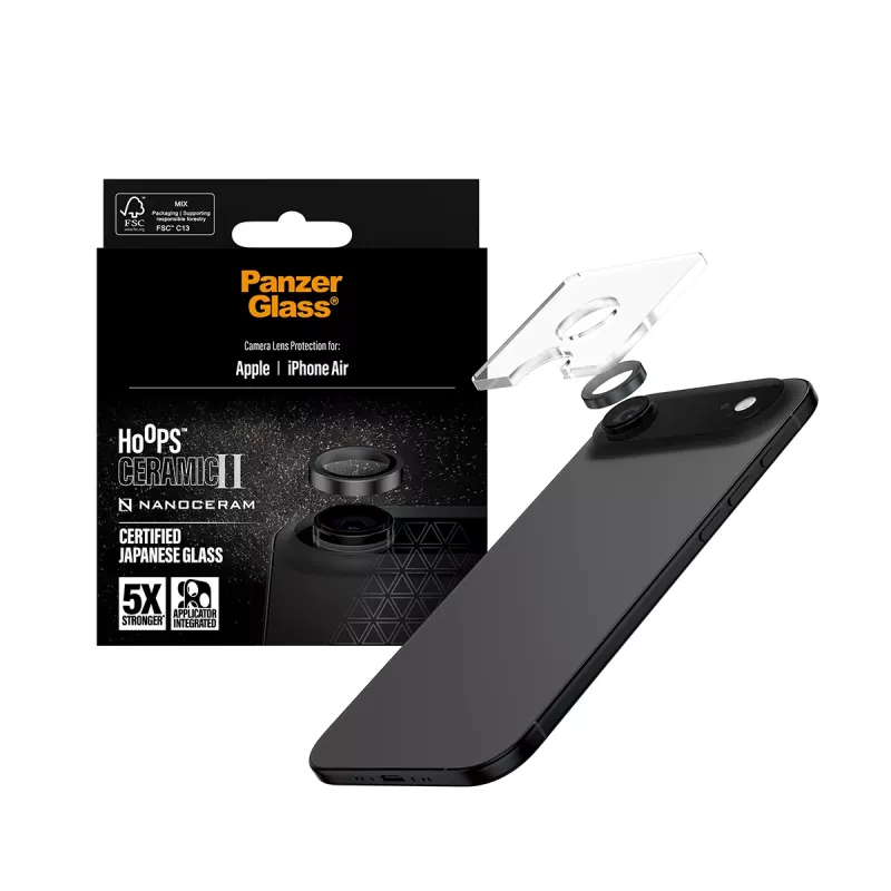 PanzerGlass Hoops Ceramic II camera-objectiefbescherming iPhone Air krasvast stootvast zwart