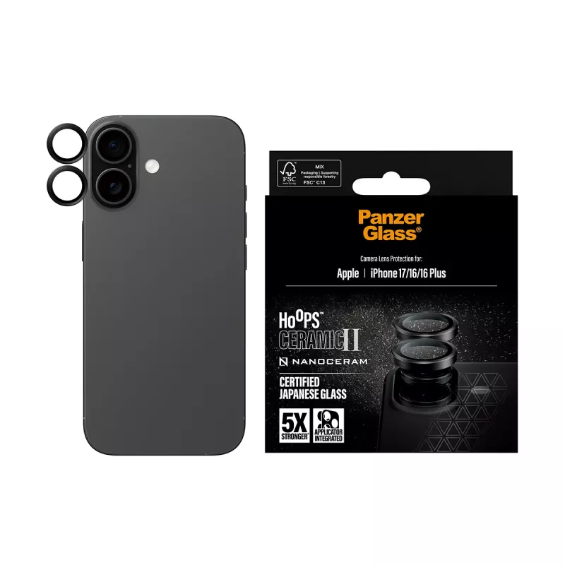 Camerabescherming PanzerGlass Hoops keramiek II voor iPhone 17 16 16 Plus krasvast stootvast