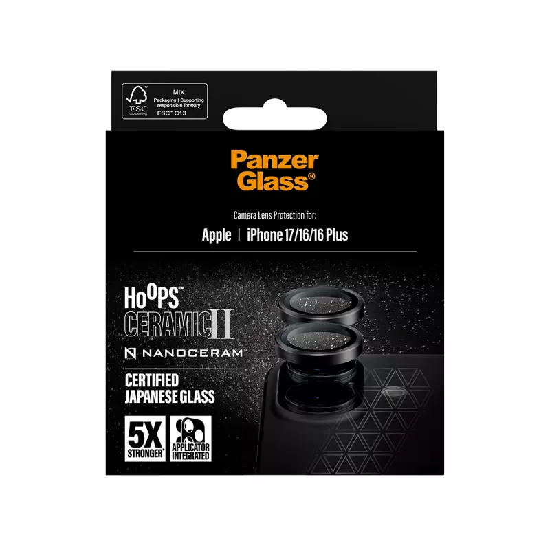 Camerabescherming PanzerGlass Hoops keramiek II voor iPhone 17 16 16 Plus krasvast stootvast
