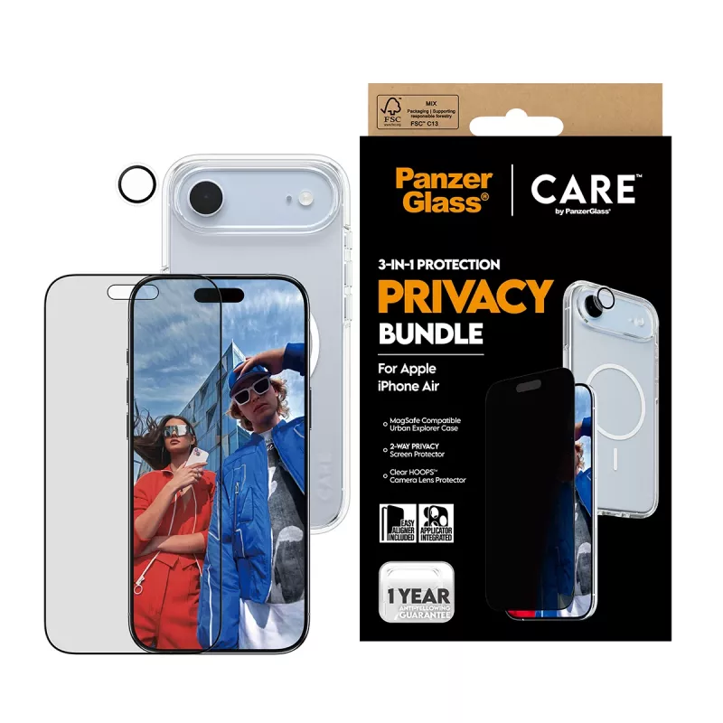 Beschermhoes PanzerGlass CARE voor iPhone 17 Air — Privacy 3-in-1