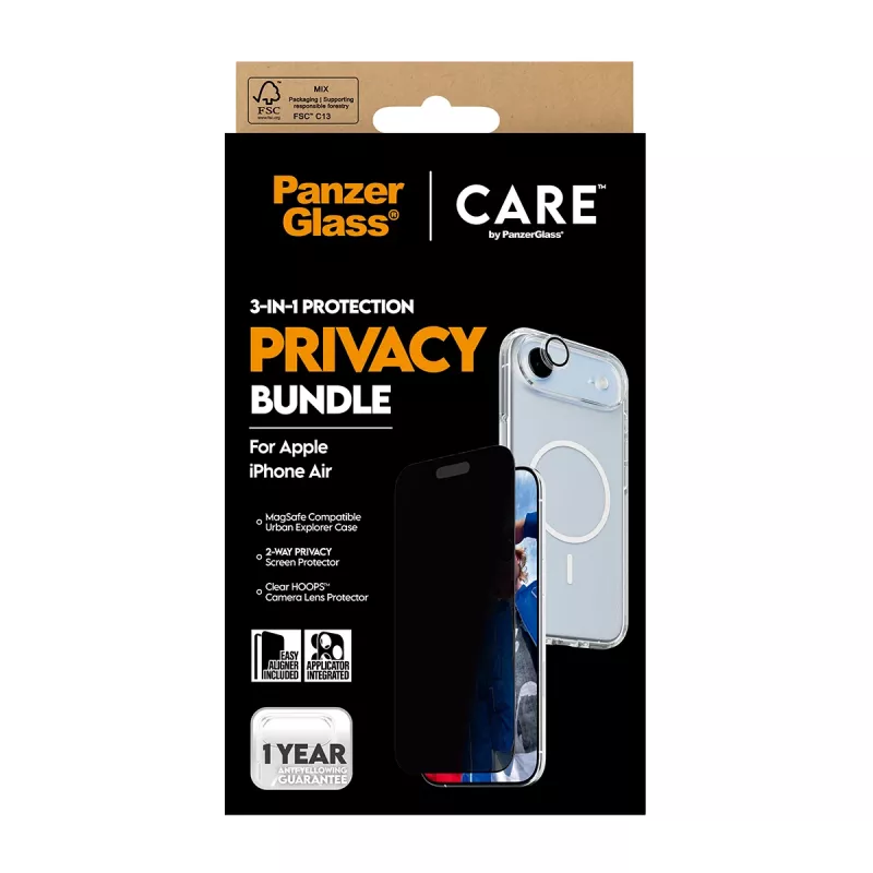 Beschermhoes PanzerGlass CARE voor iPhone 17 Air — Privacy 3-in-1