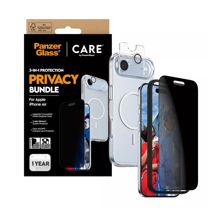 Beschermhoes PanzerGlass CARE voor iPhone 17 Air — Privacy 3-in-1