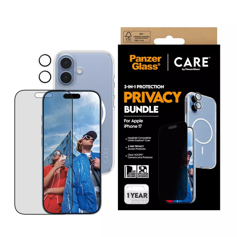 Beschermhoes PanzerGlass Case CARE voor iPhone 17 met privacyfilter, 3-in-1-functionaliteit