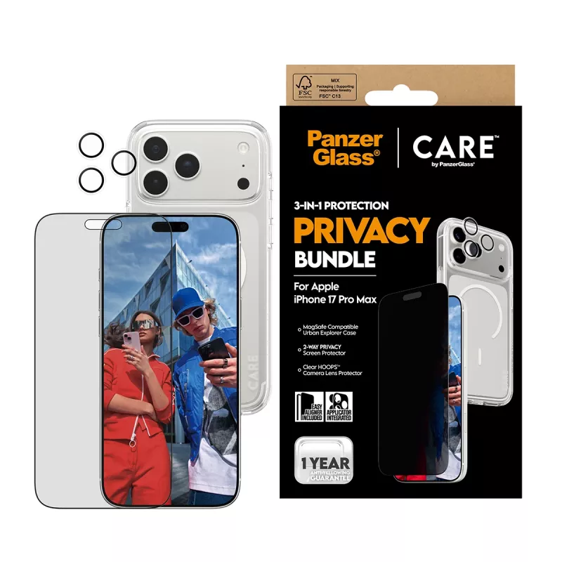 PanzerGlass ® | CARE by ® 3-in-1 Flagship Privacy bundel iPhone 17 Pro Max