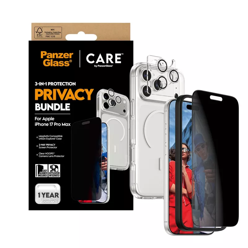 PanzerGlass ® | CARE by ® 3-in-1 Flagship Privacy bundel iPhone 17 Pro Max