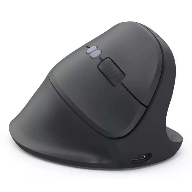 Hama 00173092 EWM-600R ergonomische verticale muis, rechtshandig, draadloos 2,4 GHz + Bluetooth, multi-device, optisch 1600 DPI, oplaadbaar, zwart
