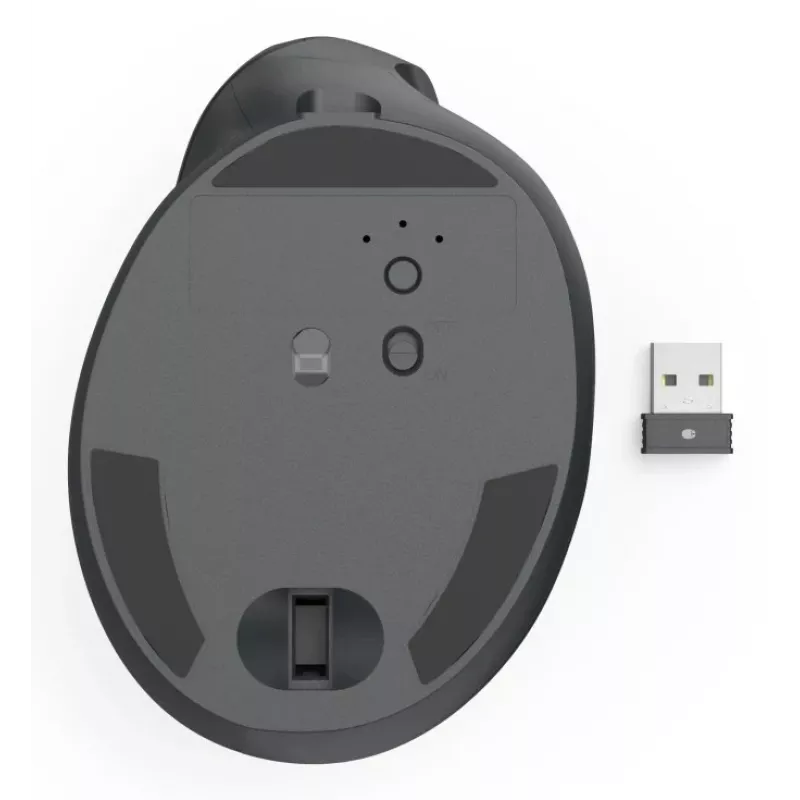 Hama 00173092 EWM-600R ergonomische verticale muis, rechtshandig, draadloos 2,4 GHz + Bluetooth, multi-device, optisch 1600 DPI, oplaadbaar, zwart