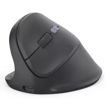 Hama 00173093 EWM-600L ergonomische verticale muis, linkshandig, draadloos 2,4 GHz + Bluetooth, multi-device, optisch 1600 DPI, oplaadbaar, zwart