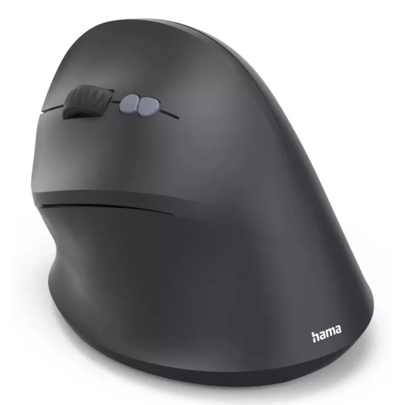 Hama 00173093 EWM-600L ergonomische verticale muis, linkshandig, draadloos 2,4 GHz + Bluetooth, multi-device, optisch 1600 DPI, oplaadbaar, zwart