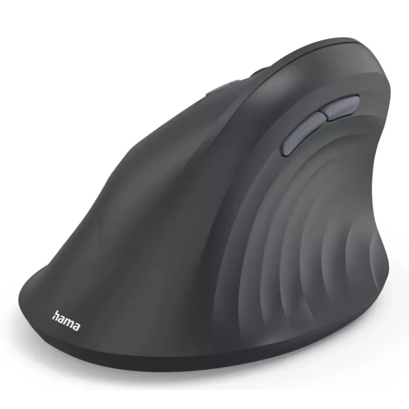 Hama 00173093 EWM-600L ergonomische verticale muis, linkshandig, draadloos 2,4 GHz + Bluetooth, multi-device, optisch 1600 DPI, oplaadbaar, zwart