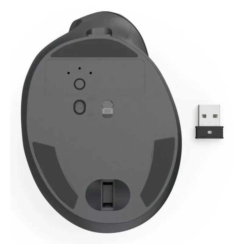 Hama 00173093 EWM-600L ergonomische verticale muis, linkshandig, draadloos 2,4 GHz + Bluetooth, multi-device, optisch 1600 DPI, oplaadbaar, zwart