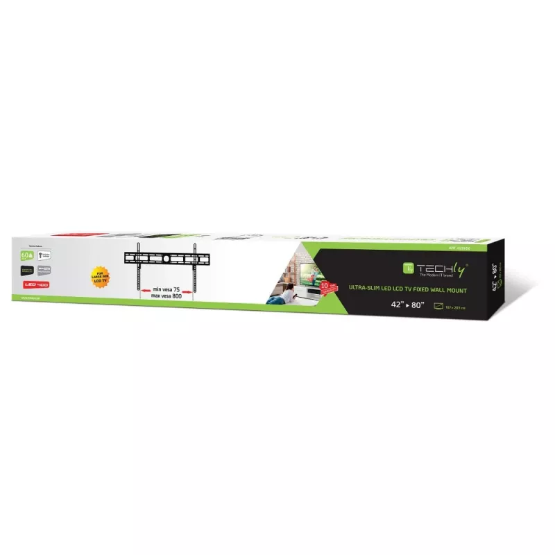 Techly wandsteun voor LED-LCD-tv 42-80 ultra slank fixed H400mm” ICA-PLB 840