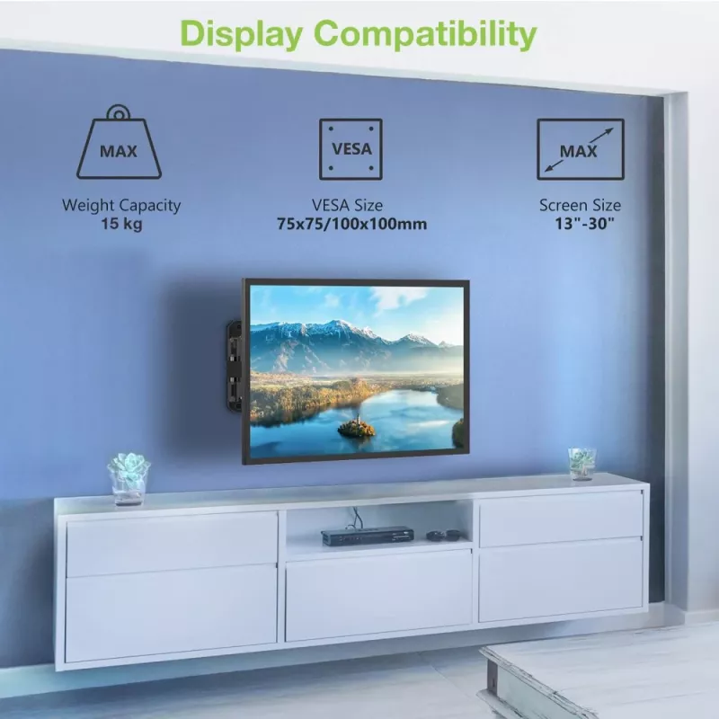 Techly wandsteun voor LCD LED 33-76,2 cm (13-30 inch) kantelbaar 2 gewrichten zwart ICA-LCD 923B