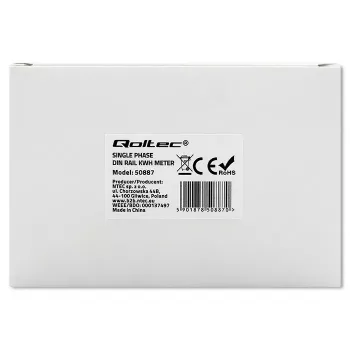 Eenfasige elektriciteitsmeter QOLTEC 50887 1-fasig 230V LCD slank