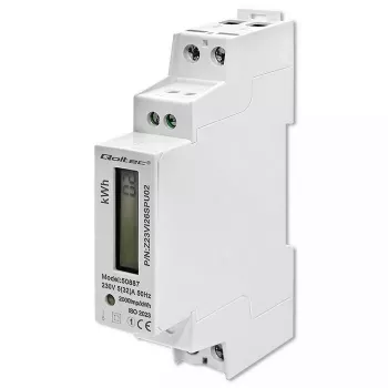 Eenfasige elektriciteitsmeter QOLTEC 50887 1-fasig 230V LCD slank