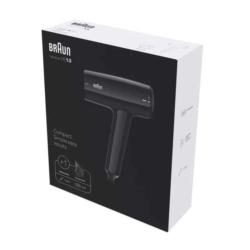 Haardroger BRAUN BRHD150E 1500W compact design, 1500 W, opvouwbare handgreep