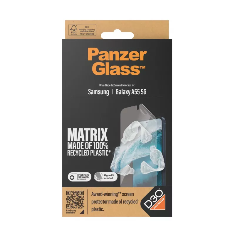 PanzerGlass ® ECO MATRIX beeldschermbescherming Samsung Galaxy A55 5G | Ultra-Wide Fit met AlignerKit