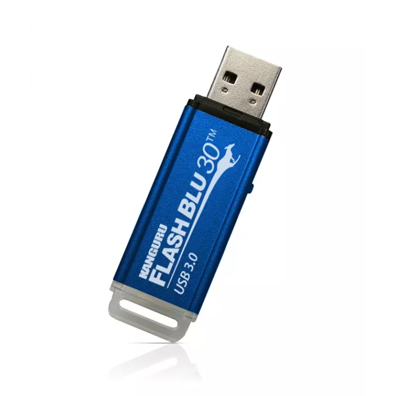 Kanguru FlashBlu30 SuperSpeed USB3.0 64 GB | veilige USB-stick | fysieke schrijfbeveiligingsschakelaar | Windows 'ReadyBoost'-compatibel