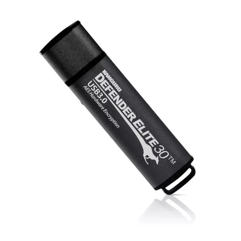 Kanguru Defender Elite30 KDFE30-128G versleutelde USB-stick, 128 GB, USB 3.0, FIPS 197, zwart