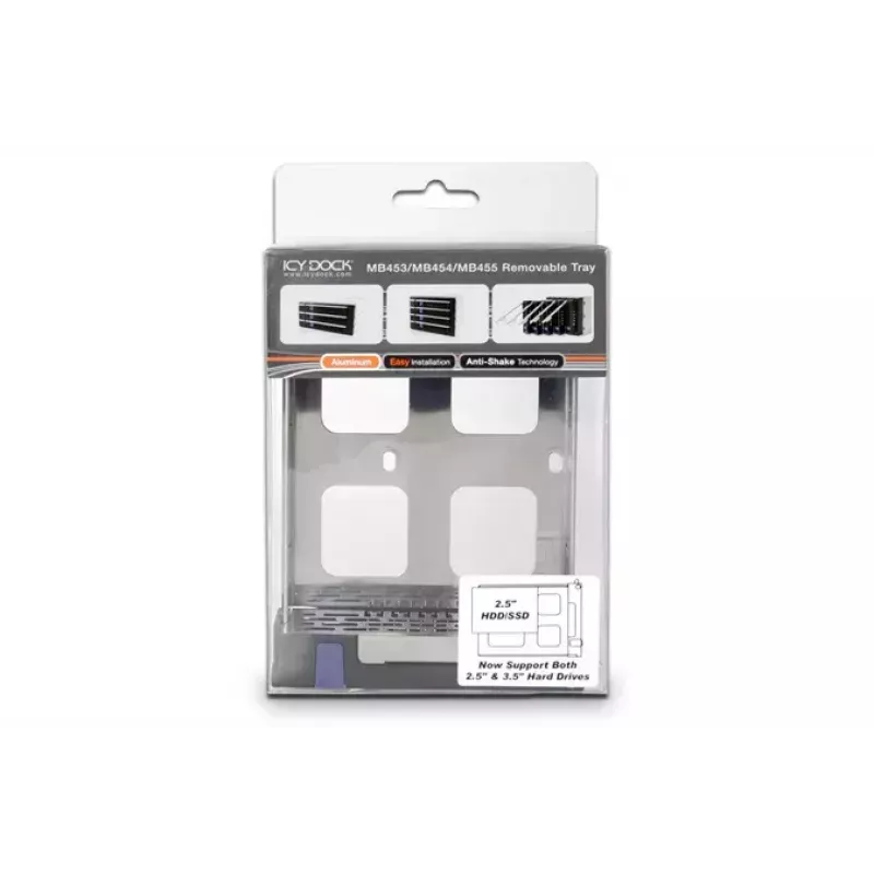 ICY BOX Cremax ICY Dock MB453TRAY-2B - houder voor opslagstation (caddy) met hotswapbare wisselraam - 2.5 / 3.5 gedeeld (MB453TRAY-2