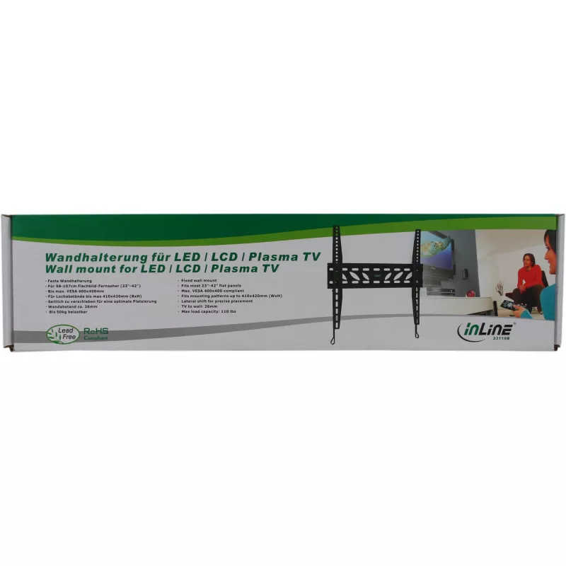 InLine wandbeugel voor TFT / LED / plasma 81–140 cm, 32 inch–55 inch, max. 50 kg
