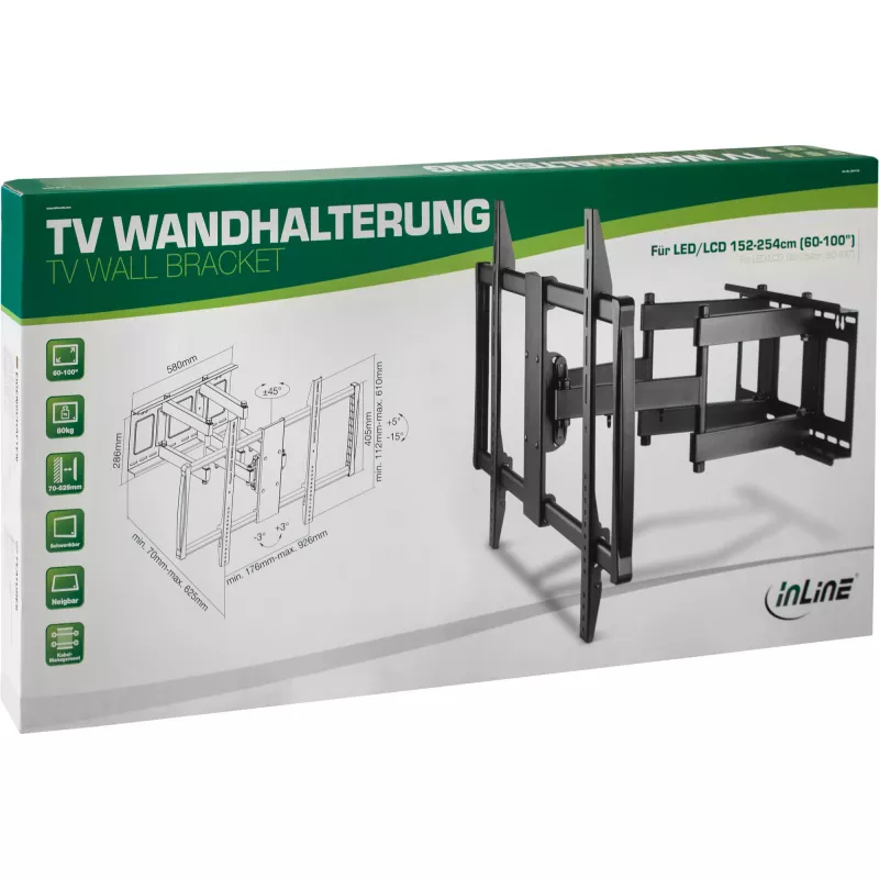 TV-wandbeugel InLine 23111A voor TFT LCD LED plasma 60-100 inch