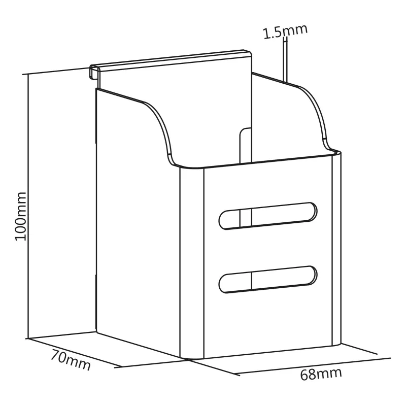 InLine slatwall pennenbak, wit, staal, 1 kg, 68x70x100 mm