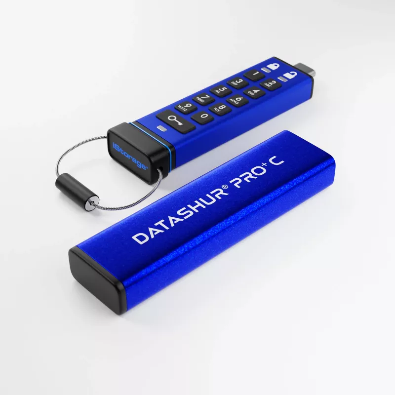 iStorage datAshur PRO+C 512GB | FIPS 140-3 Level 3 gecertificeerd | Veilige USB Type-C-drive | AES-XTS 256-bit hardwareversleuteling | PIN-beveiligd | Type-C-naar-A-adapter inbegrepen