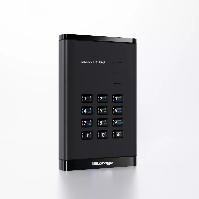 iStorage diskAshur PRO3 IS-DAP3-256-SSD-1000-F versleutelde draagbare SSD 1 TB, USB 3.2 Gen 1 USB-C, AES-XTS 256-bit, FIPS 197, TAA-conform