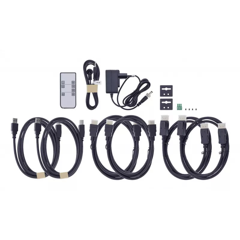 InLine 57885G KVM-switch, 2-weg, HDMI & DP, dual monitor, 4K60Hz, USB-hub, zwart