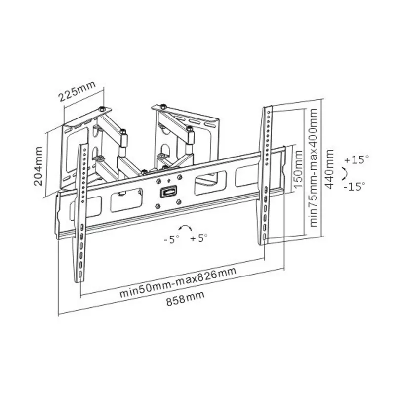 InLine hoekwandbeugel voor TFT / LED / plasma 37 inch tot 63 inch tot 60 kg