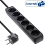 InLine stekkerdoos, 6-voudig randaarde CEE 7/3, zwart, 5 m