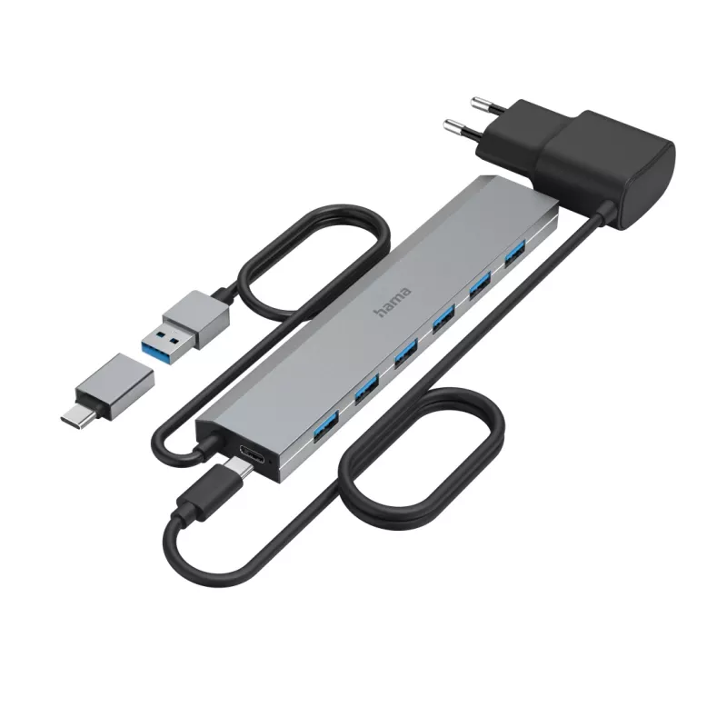 Hama 00200137 interface-hub USB 3.2 Gen 1 (3.1 Gen 1) Type-A + Type-C 5000 Mbit/s antraciet