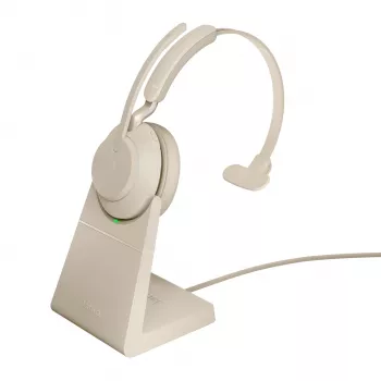 Jabra Evolve2 65 USB-C UC oplaadstation-standaard Mono - beige, draadloos, kantoor/callcenter, 20 - 20000 Hz, 99,2 g, headset, beige