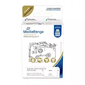 Plastic lintcassette MediaRange TZ-251 24 mm 8 m zwart op wit