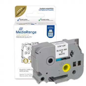 Plastic lintcassette MediaRange TZ-251 24 mm 8 m zwart op wit