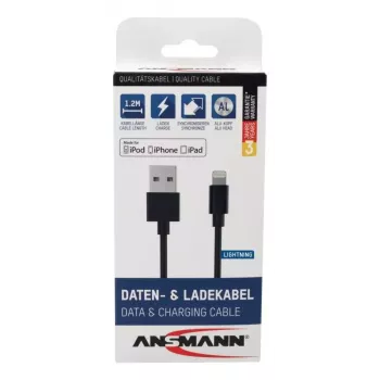 Lightning-kabel Ansmann 1700-0078 1,2 m zwart