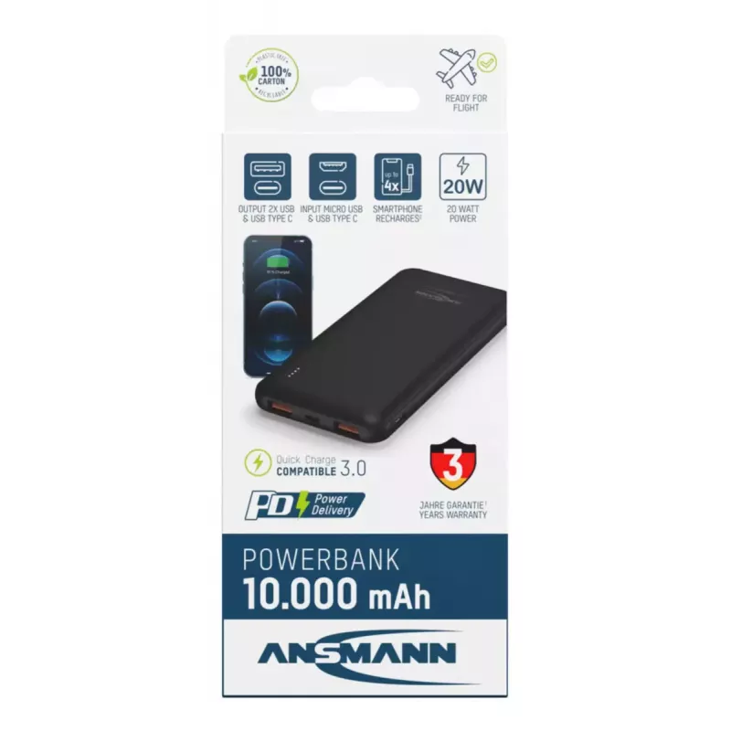 Draagbare powerbank Ansmann PB320PD 10000 mAh