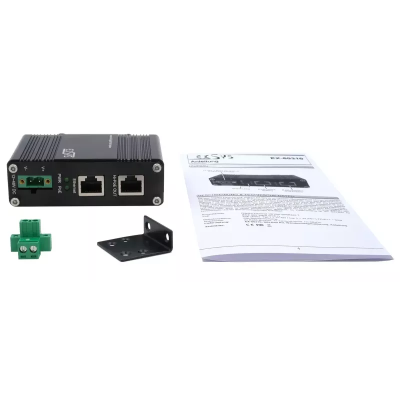 EXSYS PoE++ Gigabit-injector 60W -40 °C tot +80 °C
