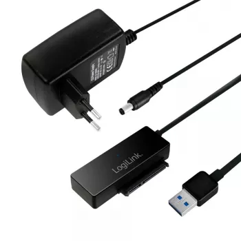 LogiLink adapter USB 3.0 naar SATA met OTB - geheugencontroller met dataweergave, netwerkweergave, OneTouchEasy-knop (OTB) - SATA 3Gb/s - 3 Gbit/s - USB