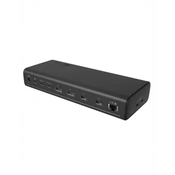 ICY BOX dockingstation 17-in-1, zes video-uitgangen, bedraad, USB 3.2 Gen 2 (3.1 Gen 2) Type-C, 140 W, 3,5 mm, 10,100,1000,2500 Mbit/s, zwart
