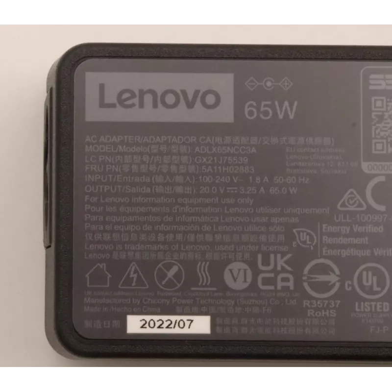 Lenovo 5A11H02883 voeding indoor 65 W zwart