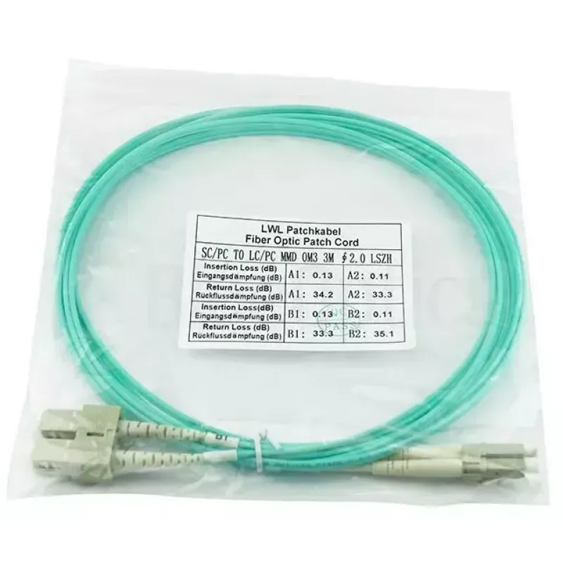 BlueOptics 055702T512000030M-BO Duplex glasvezel patchkabel, LC/UPC naar SC/UPC, OM3 50/125 µm, 30 m, beige