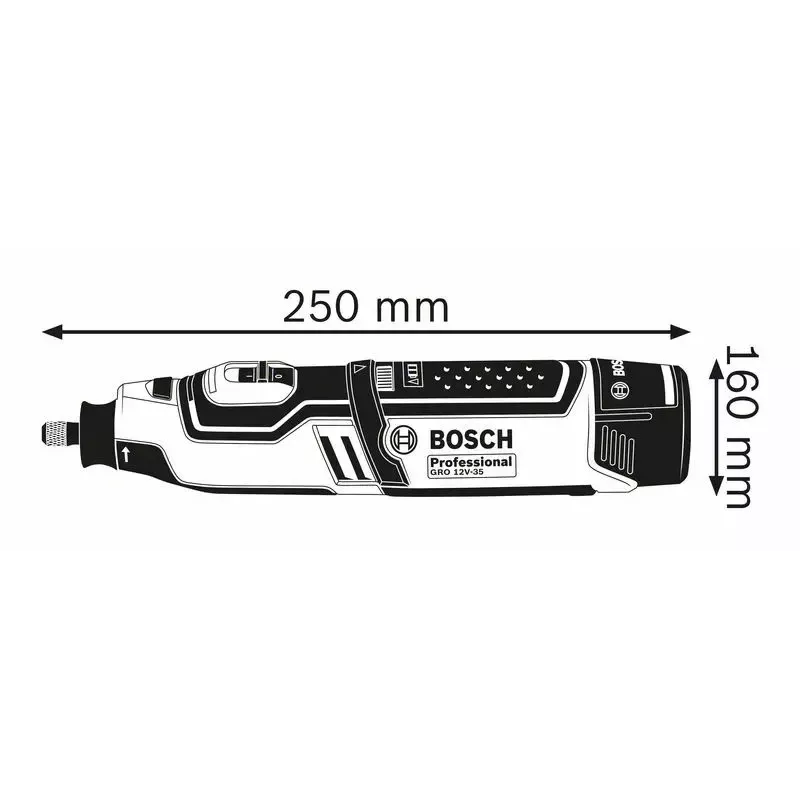 Bosch GRO 10.8 V-LI Professional Accu-rotatiegereedschap, 3,2 mm spantang, 2 accu's